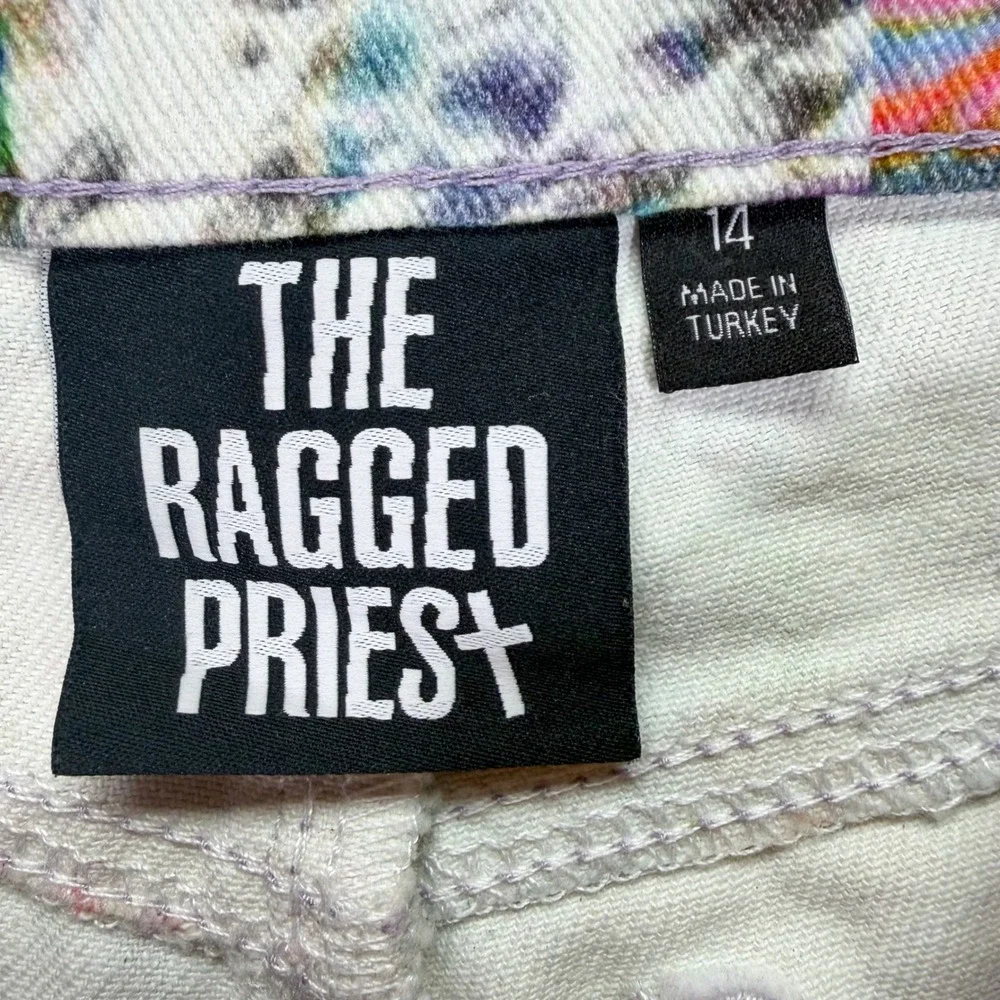 The Ragged Priest Patchwork Print Jeans Womens 14 Multicolor Excellent Y2K Retro - Picture 6 of 9